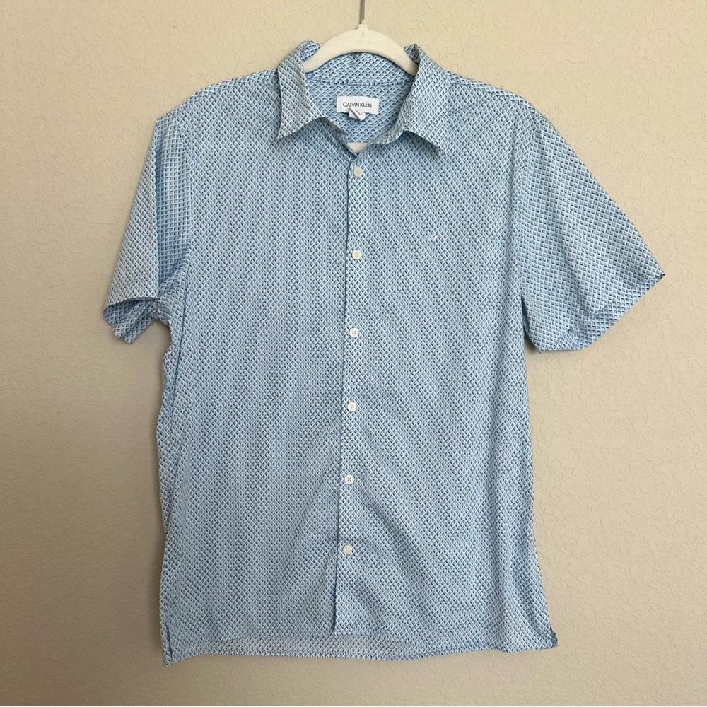 Calvin Klein Light Blue Patterned Men's Shirt